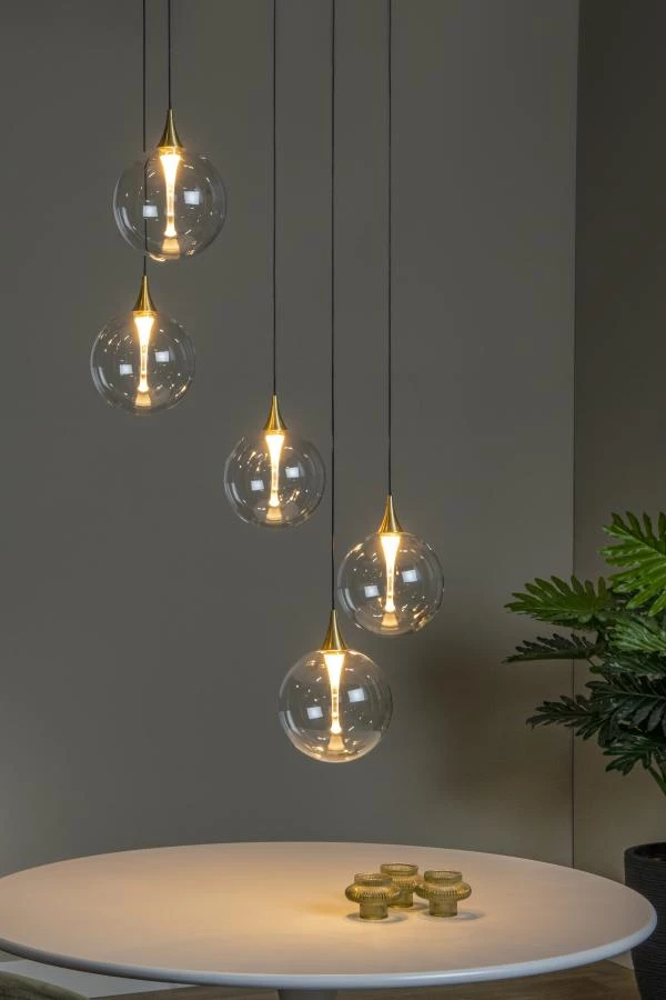 Lucide Premium GISELA - Pendelleuchten - Ø 48 cm - LED Dim. - 5x3,8W 2700K - Transparent - Atmosphäre 2